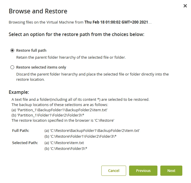 Restore paths