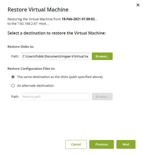 Restore locations