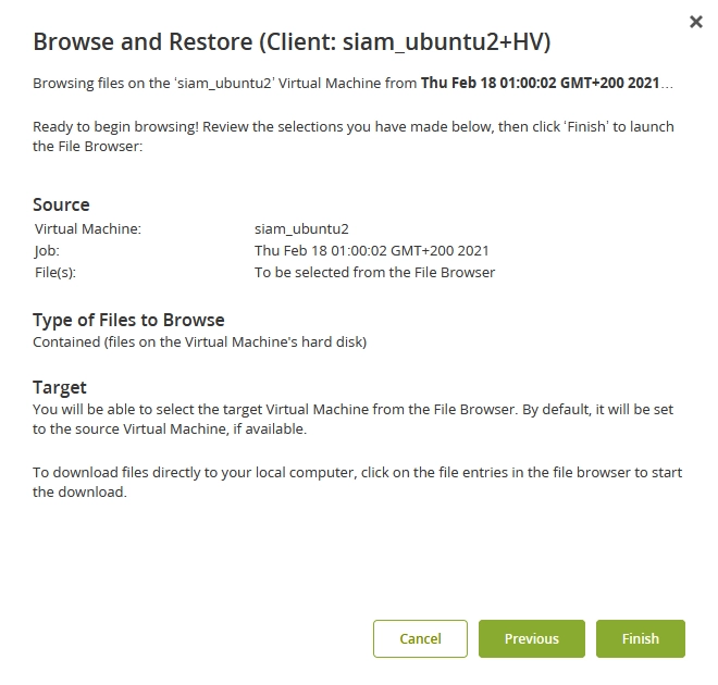 Restore summary