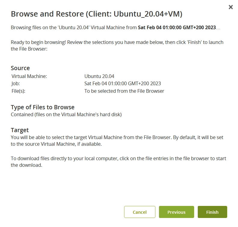 Restore summary