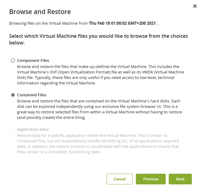 Browse and restore file types