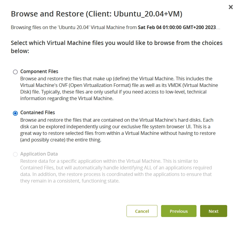 Browse and restore file types