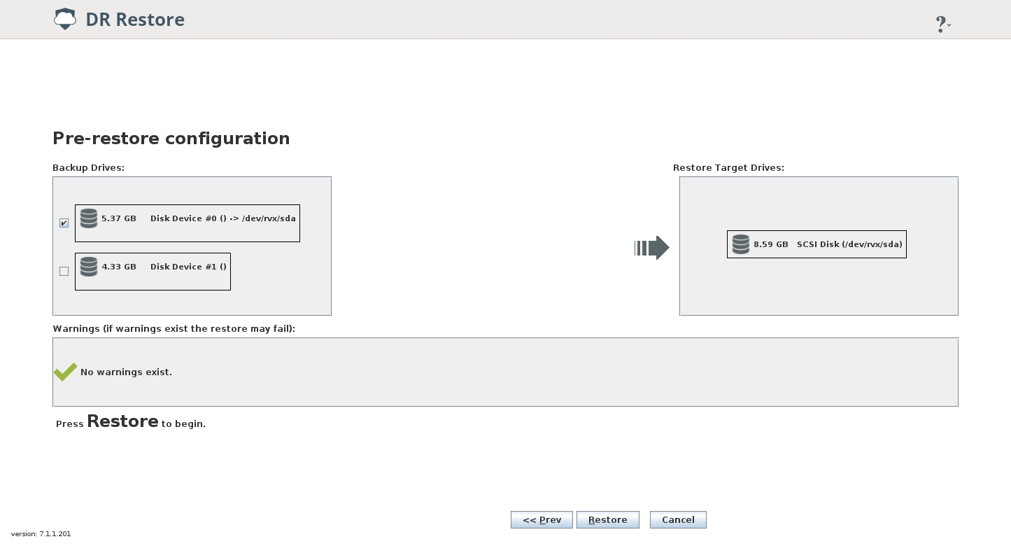 Pre-restore configuration