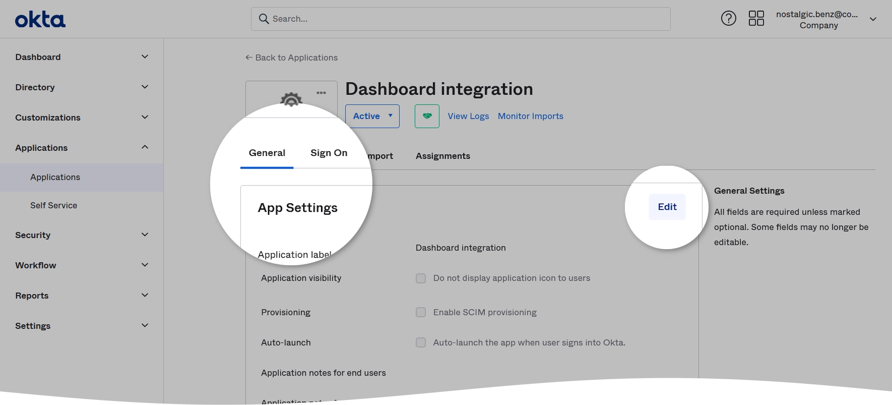 Edit app settings