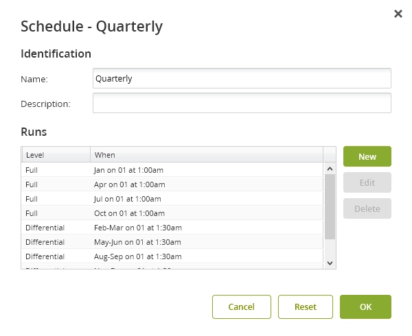 Job schedules editing