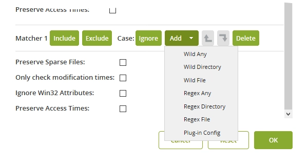 Files and folders as matchers