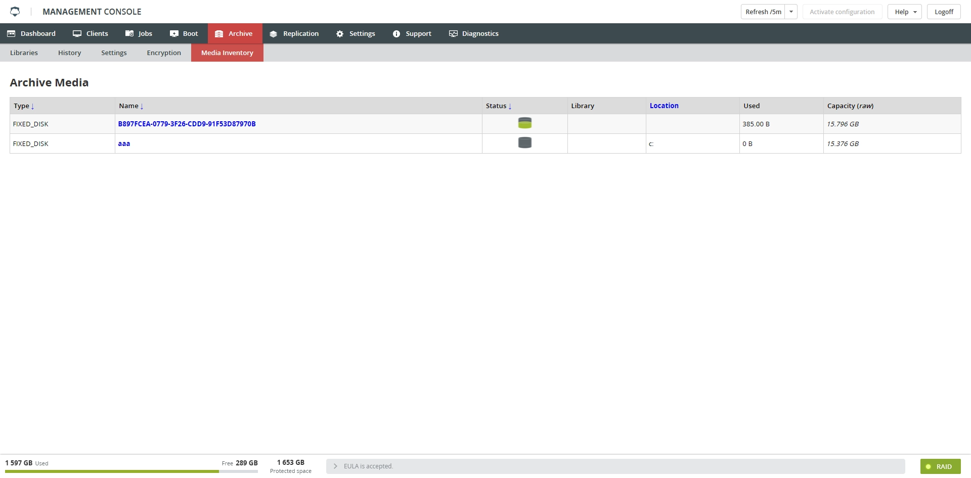 Media Inventory subtab