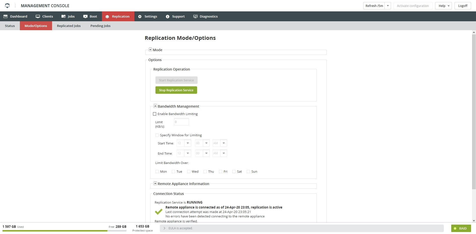 Mode/Options subtab