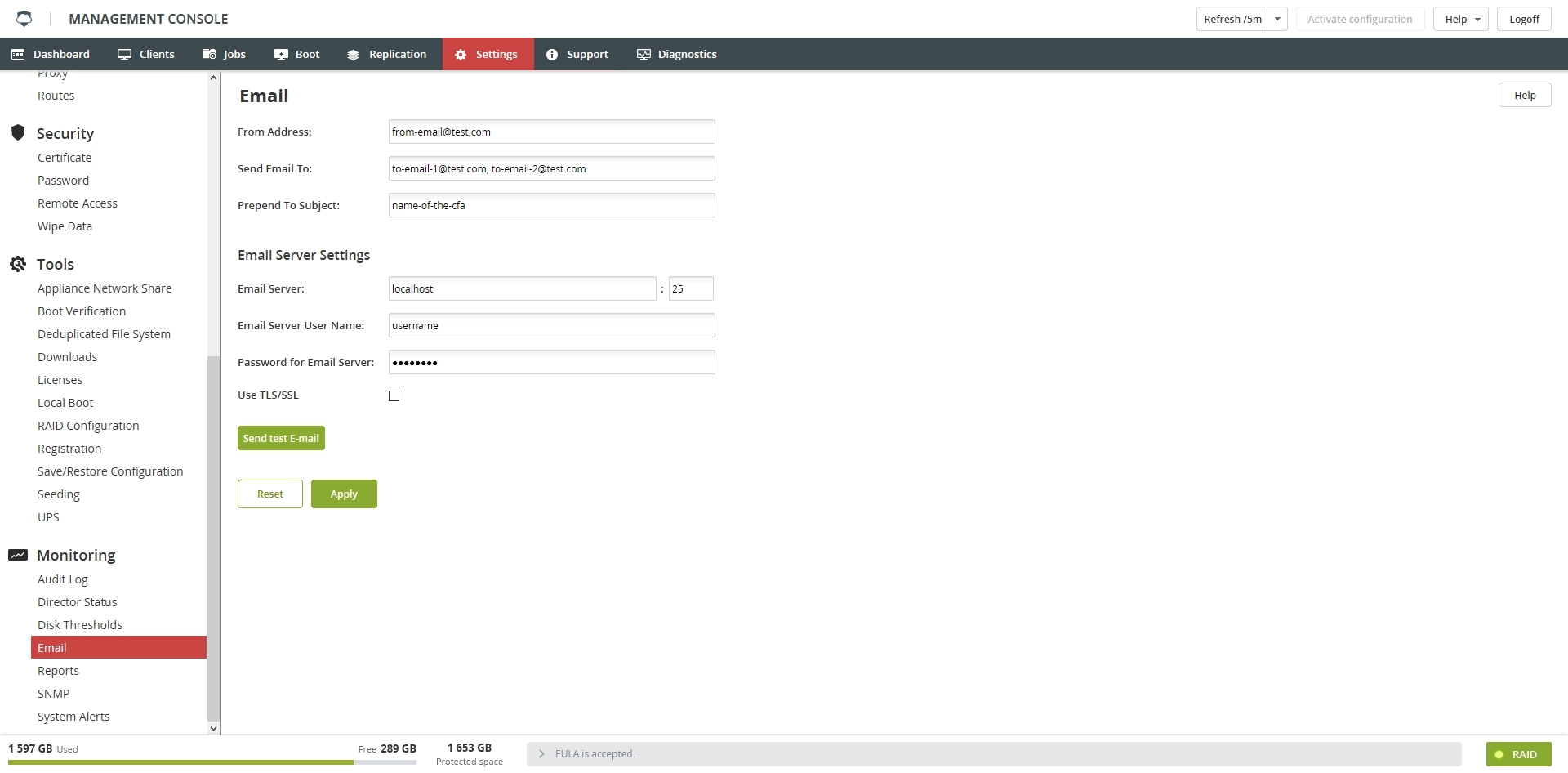 Email section