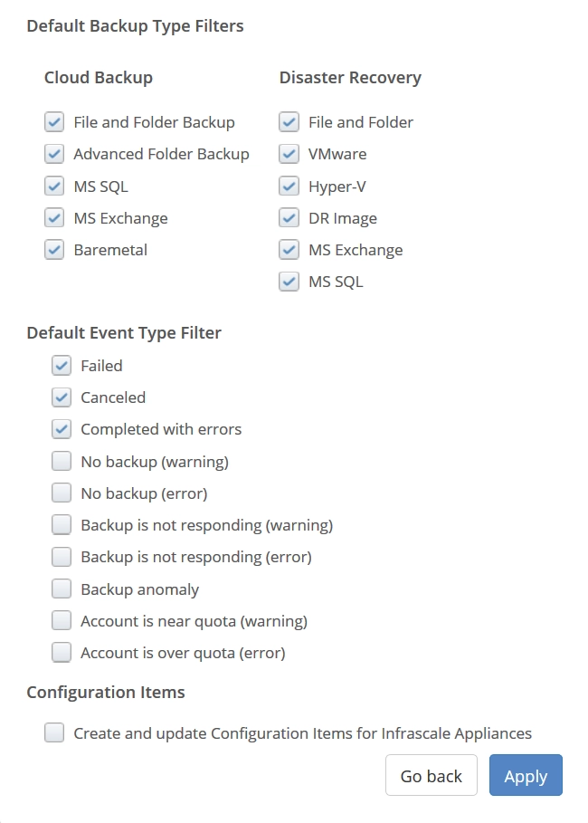 Default filters