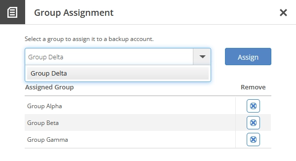 Group assignment dialog