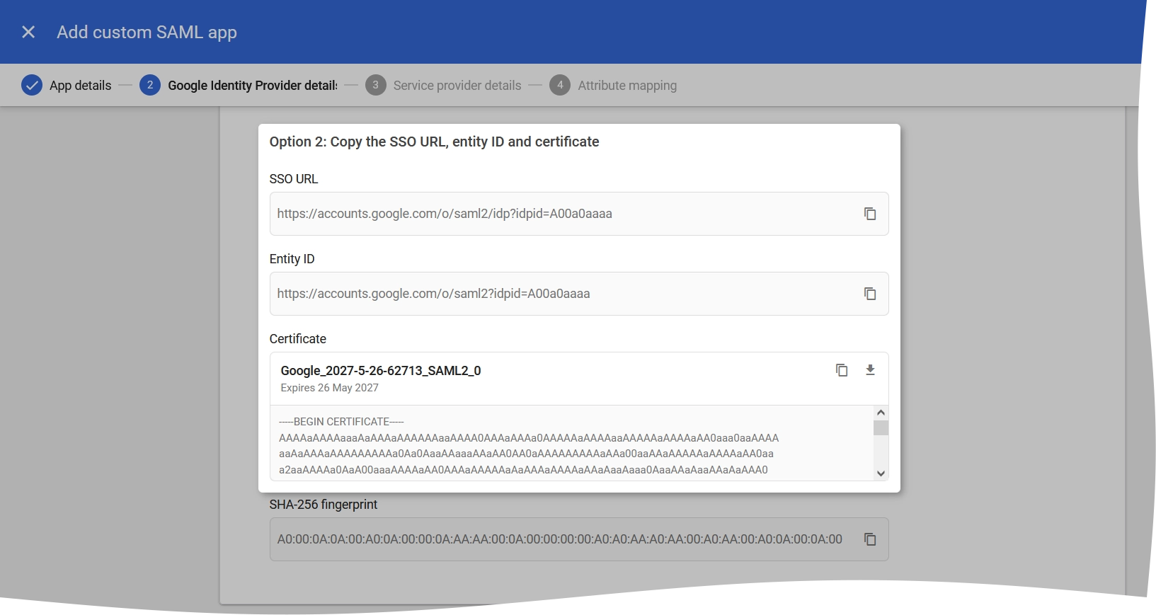 Copy data for manual configuration