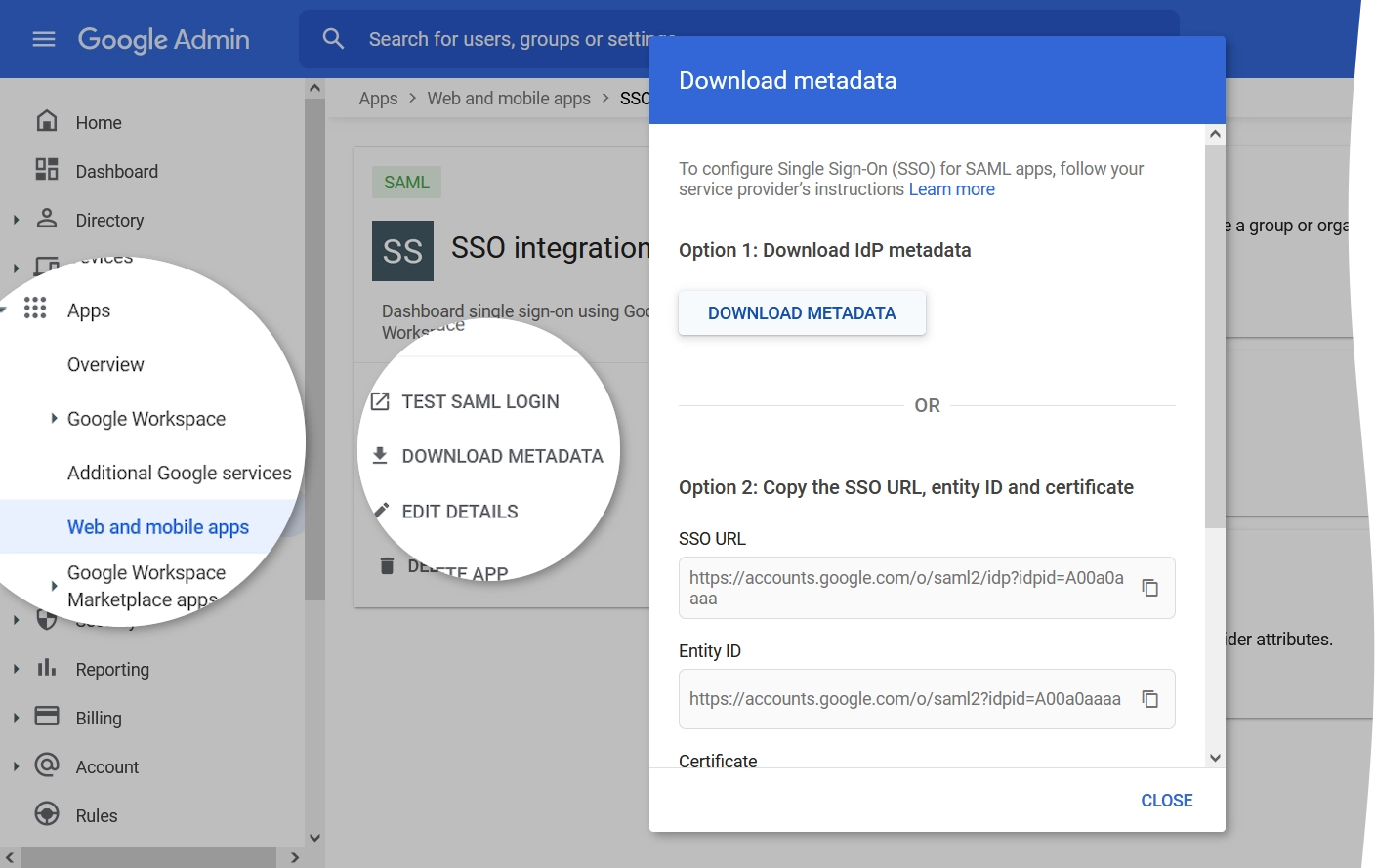Obtain metadata file