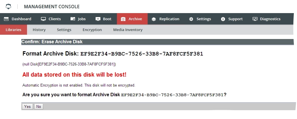 Format archive disk