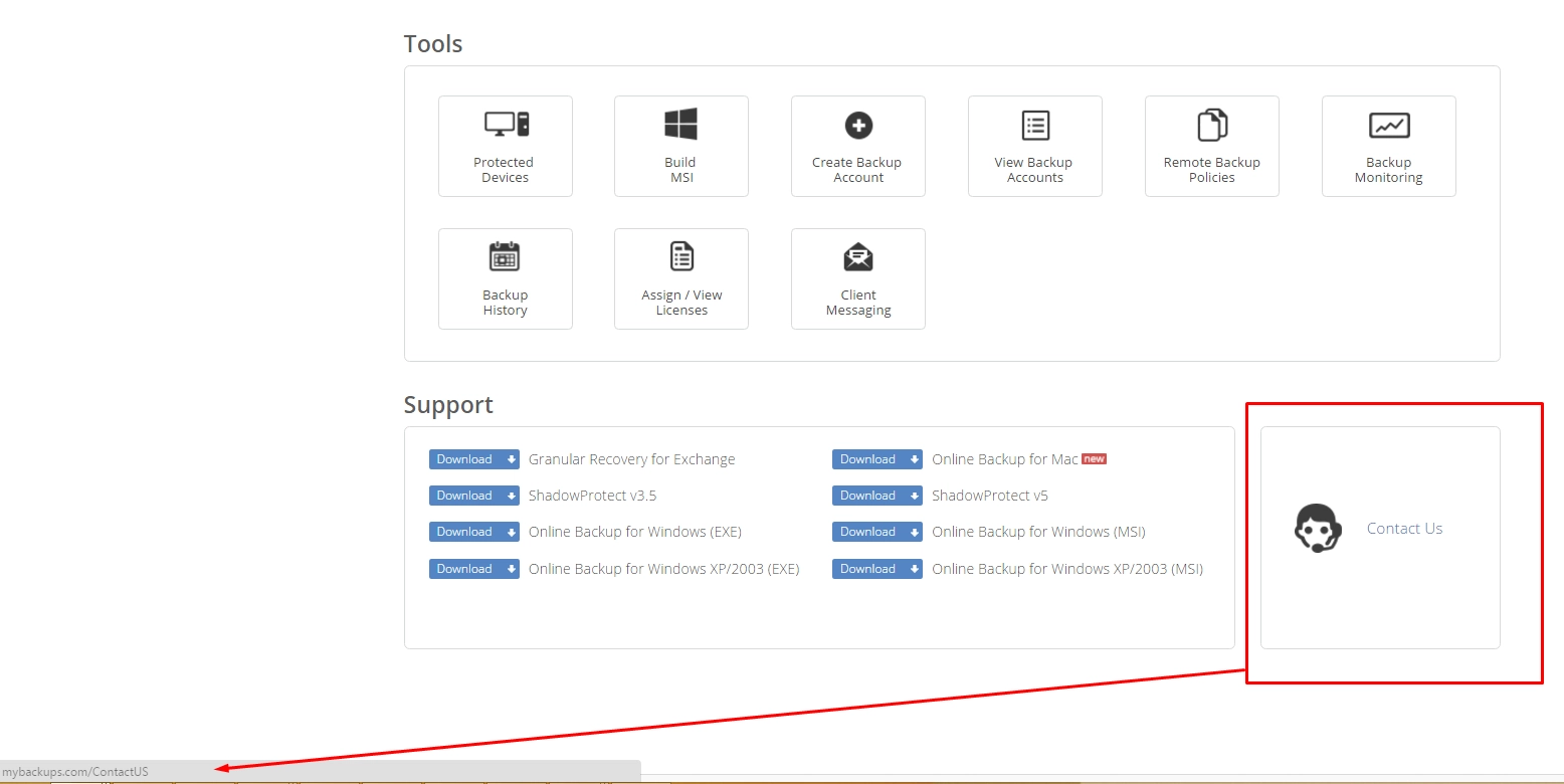 Contact us URL