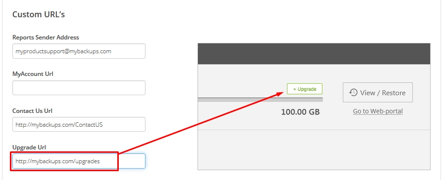 Upgrade URL