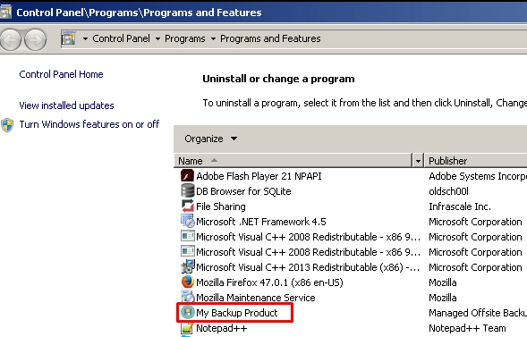 App icon in Programs