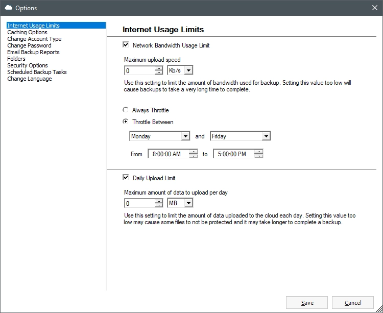 Internet usage limits