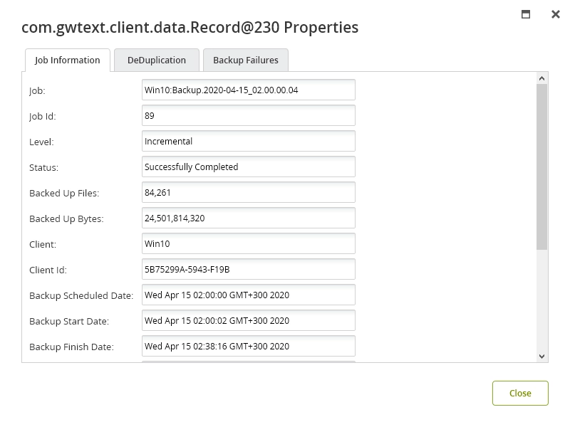 Job properties