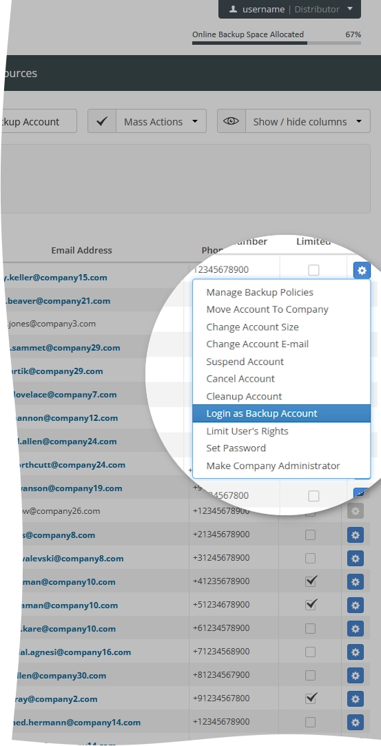 Sign in as backup account