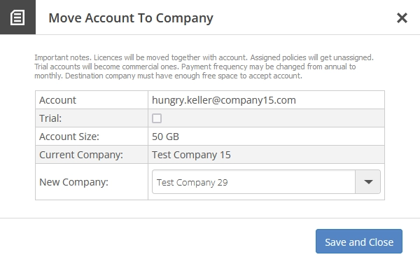 Move account confirmation
