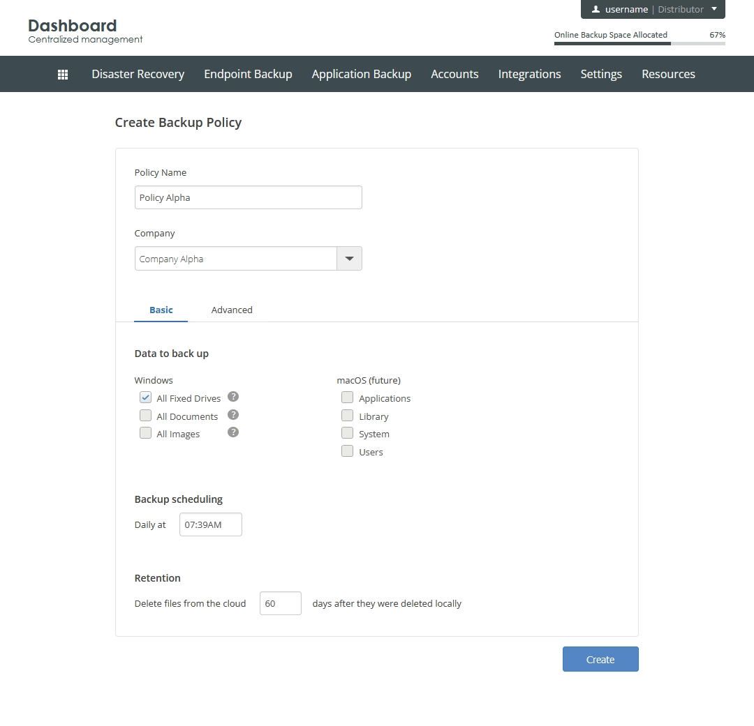 Create policy view