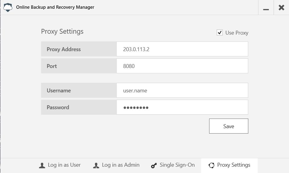 Proxy settings form
