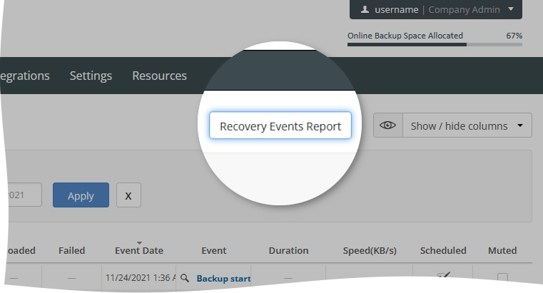 Get report action