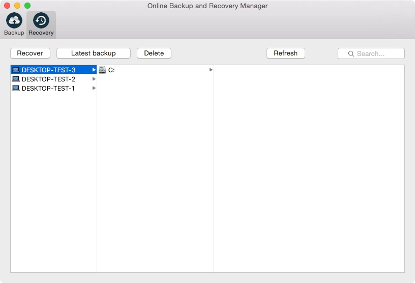 Recovery tab