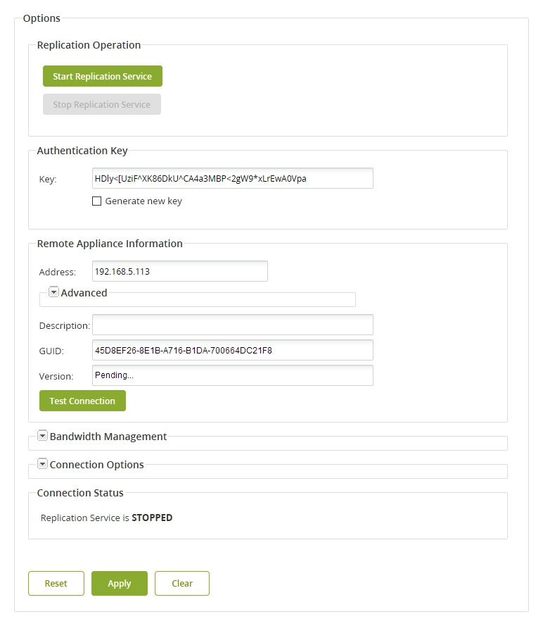 Replication options