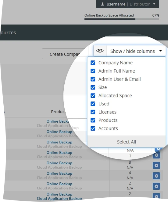 Show or hide data