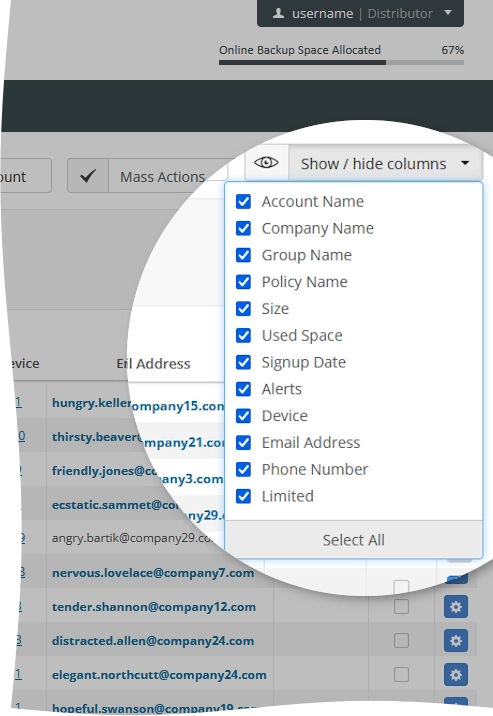 Show or hide data