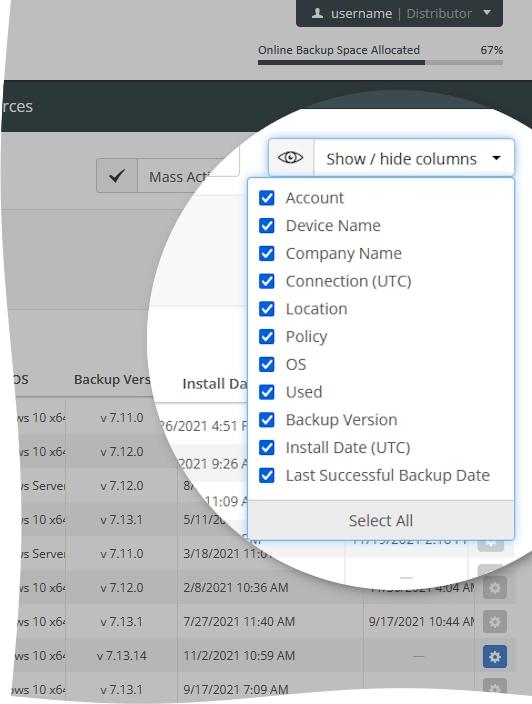 Show or hide data