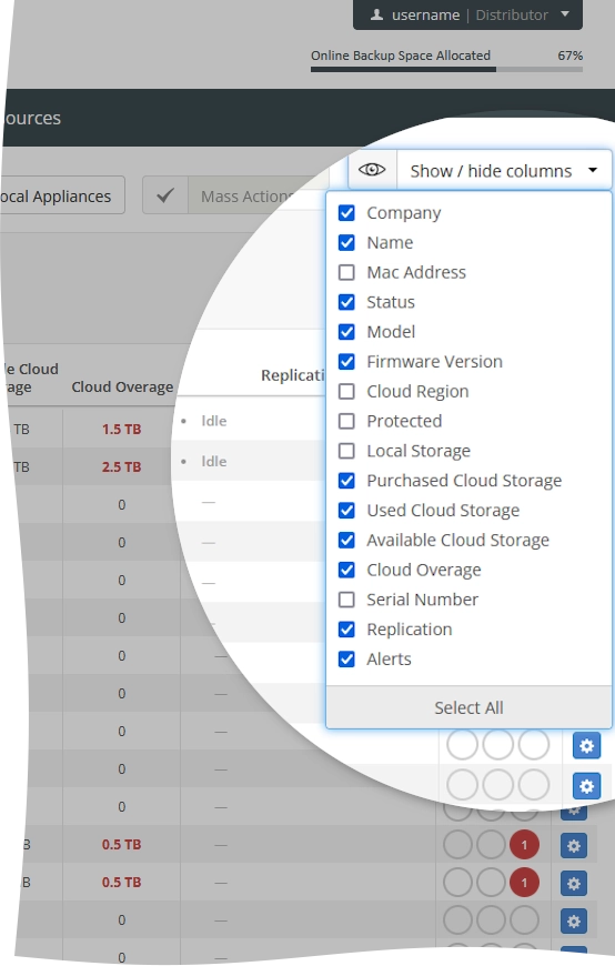 Show or hide data