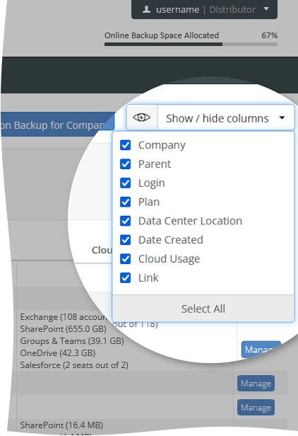 Show or hide data
