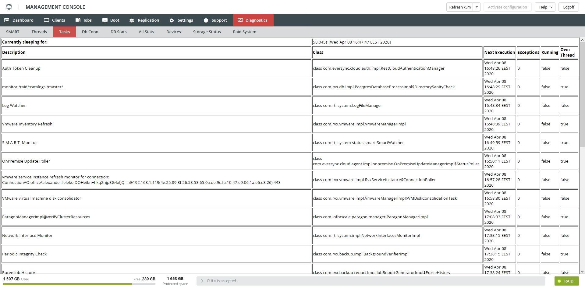 Tasks subtab view