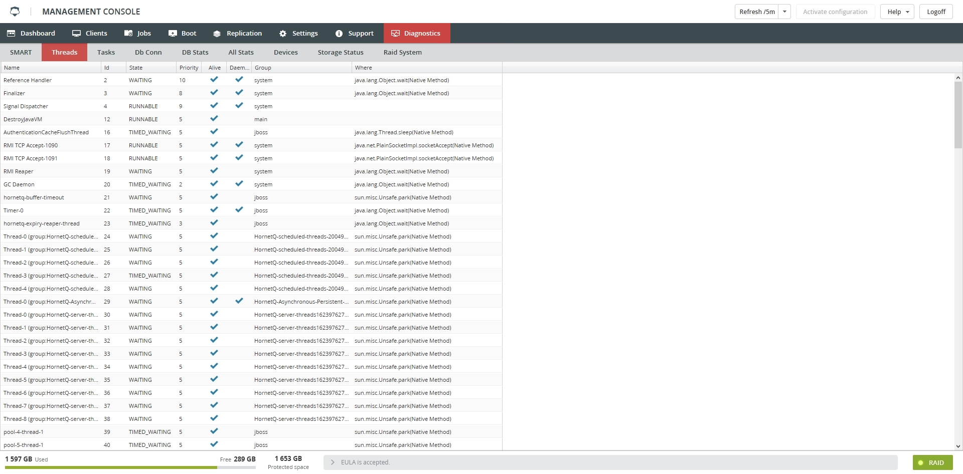 Threads subtab view