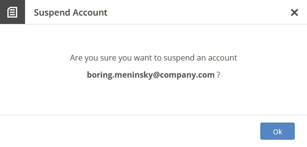 Suspend account confirmation