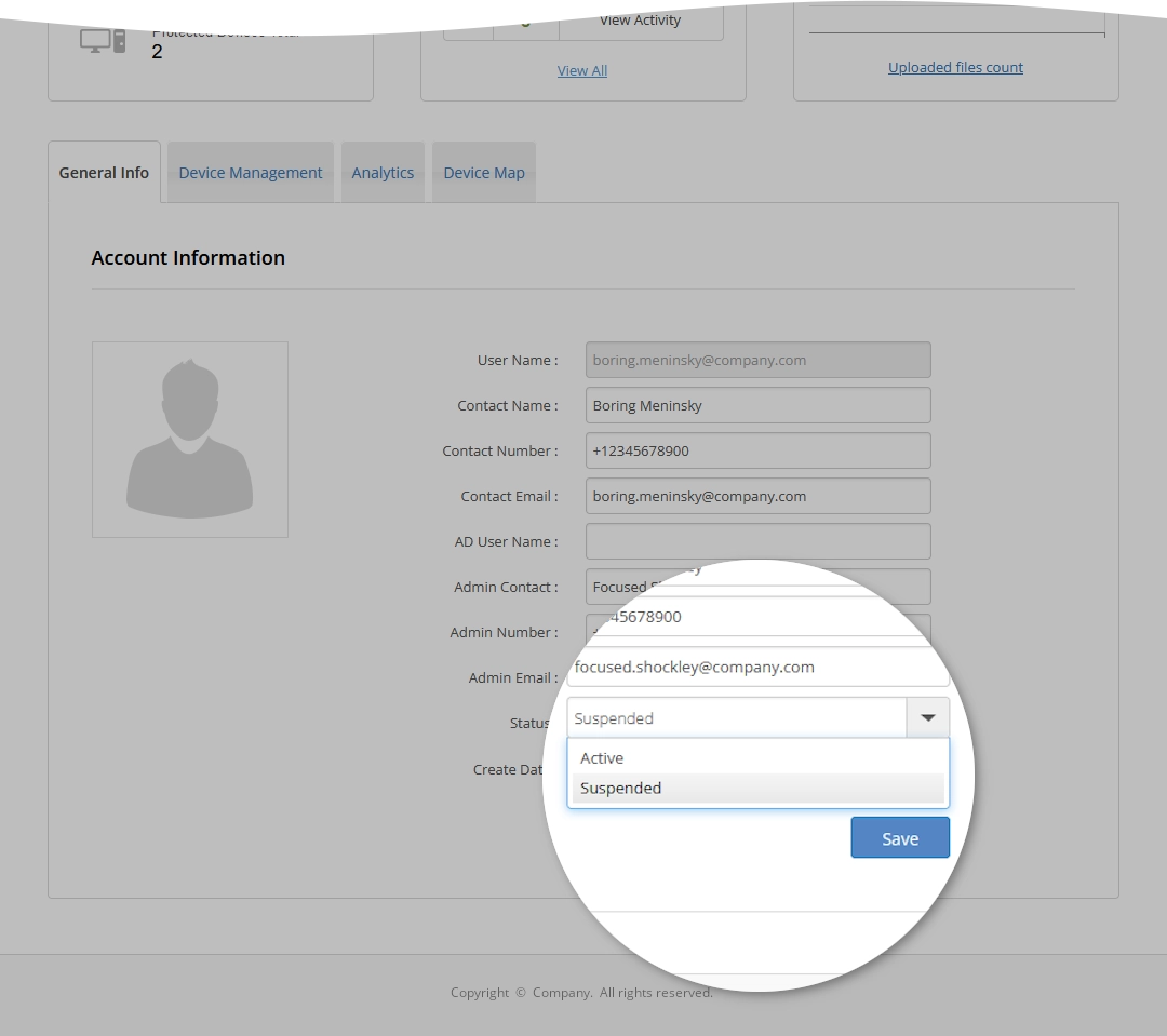 Suspend account status