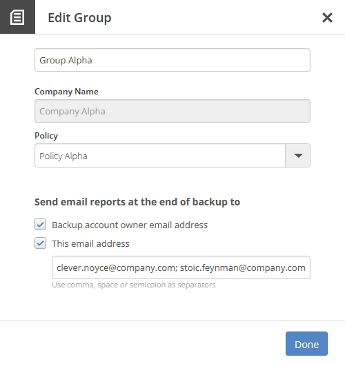Edit user group dialog