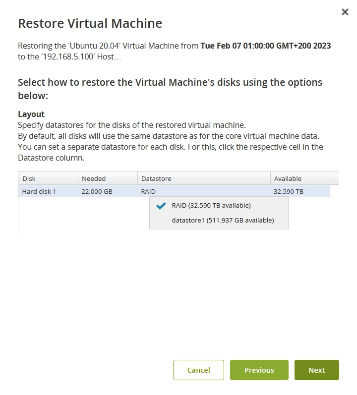 Set the VM disk layout