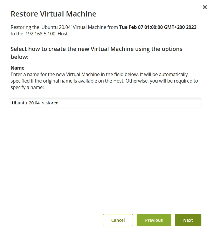 Name the new VM